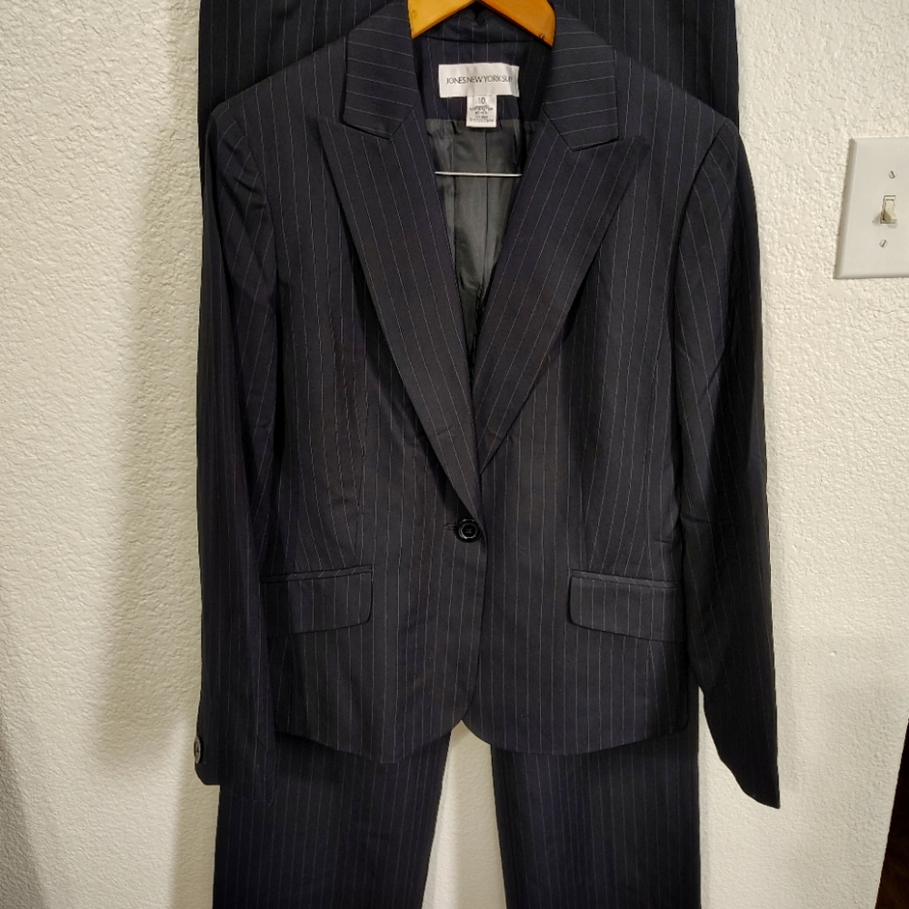 Women's Black Pinstripe Two Piece Suit